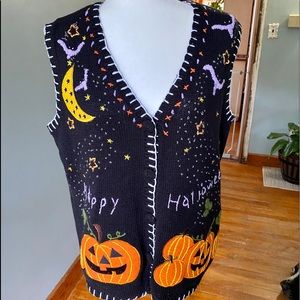 Holiday Editions Halloween Sweater Button Vest